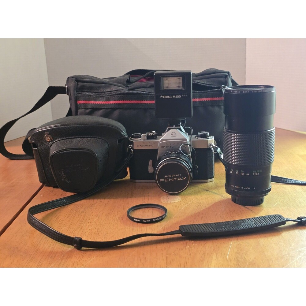 Asahi Pentax Spotmatic SP 35mm SLR Camera Bundle - 50mm f/1.4 Lenses Flash...